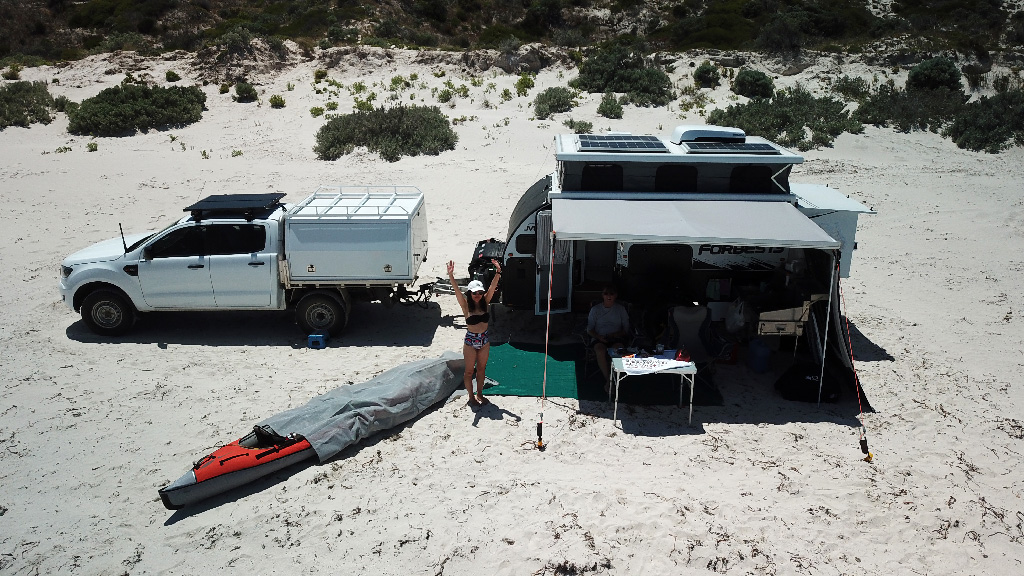 Rob and Muay camped out on a remote South Australia Beach