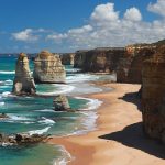Limestone sea stacks of the Twelve Apostles along the cliff-lined coast of the Great Ocean Road, Victoria, Australia