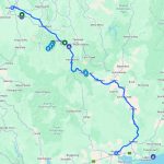 A map showing the route of a Great Alpine Road Map itinerary
