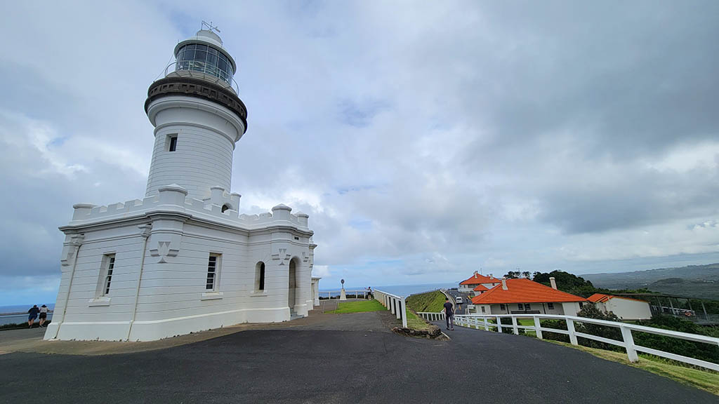 Cape Byron Lighthouse standing on the cliffside at Australia's most easterly point in Byron Bay
