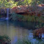 Pilbara and Coral Coast Loop Tranquil waterfalls flowing into Fern Pool in Karijini National Park on the Pilbara and Coral Coast loop